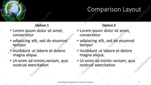 Comparison presentation slide layout