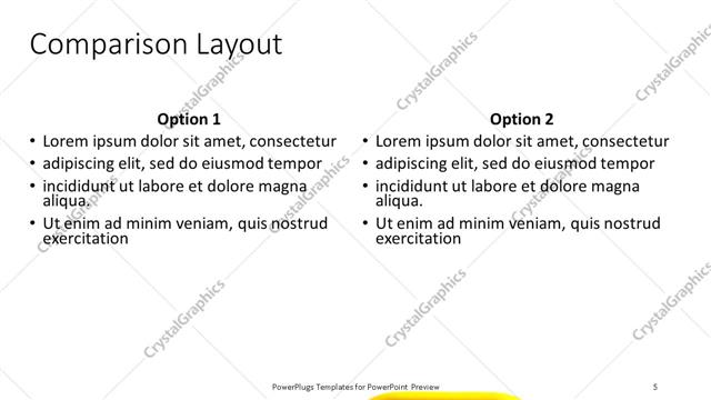 Comparison presentation slide layout