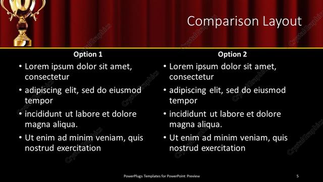 Comparison presentation slide layout