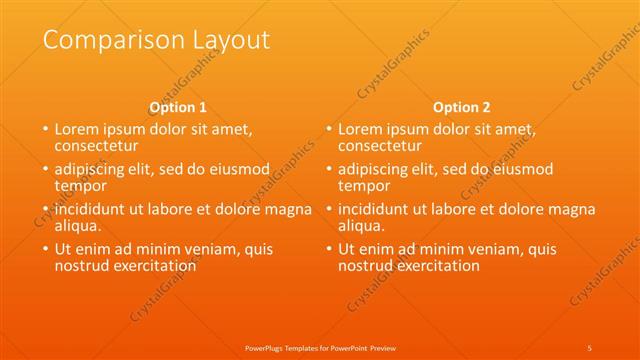 Comparison presentation slide layout