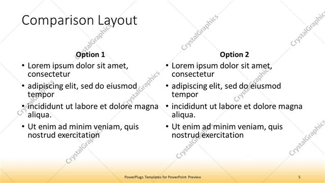 Comparison presentation slide layout