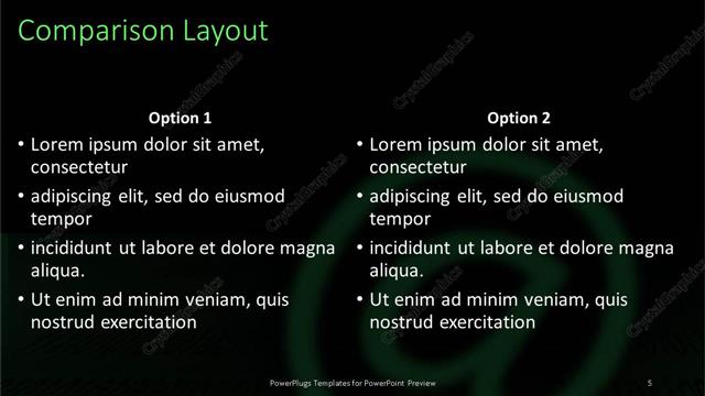 Comparison presentation slide layout