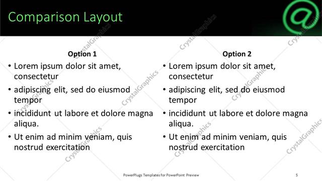 Comparison presentation slide layout