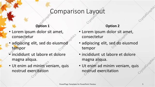 Comparison presentation slide layout