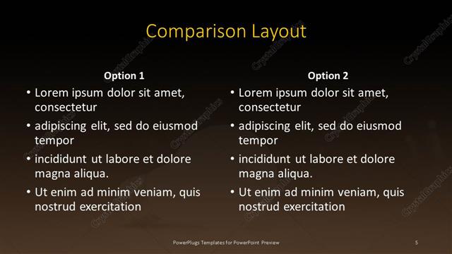 Comparison presentation slide layout