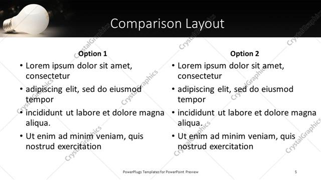 Comparison presentation slide layout