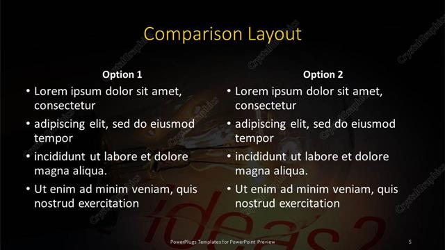Comparison presentation slide layout