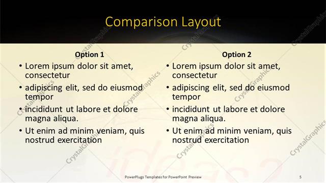 Comparison presentation slide layout