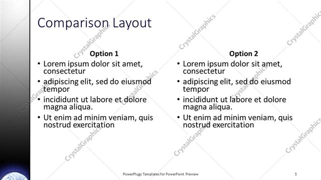 Comparison presentation slide layout