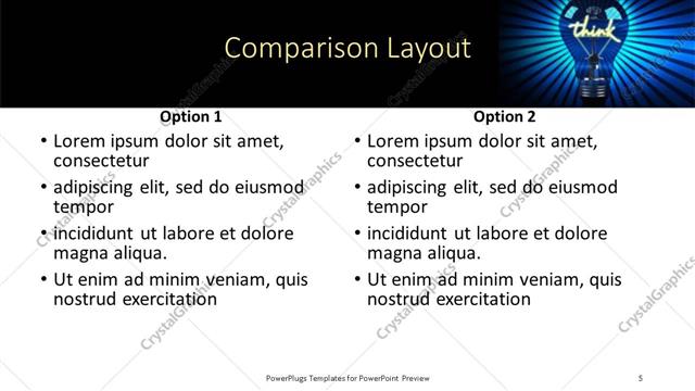 Comparison presentation slide layout