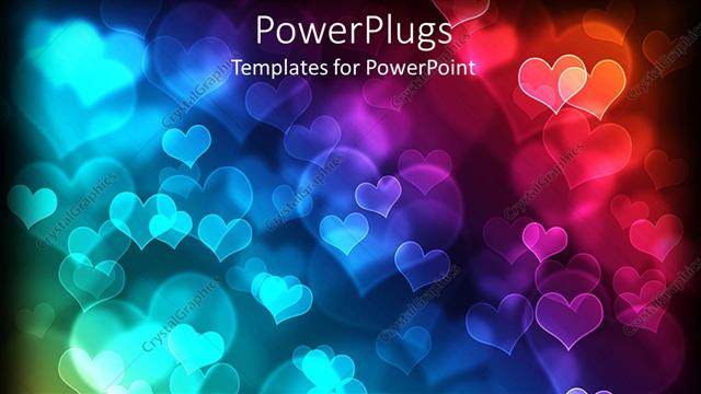  Presentation with different - Glowing loves shapes of different sizes over black background?