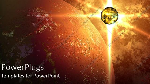  Presentation with outer space - Glowing planet beside large planet, outer space, universe, astronomy