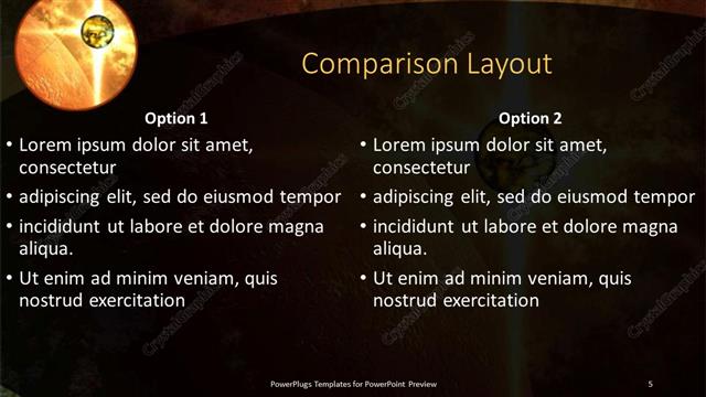 Comparison presentation slide layout