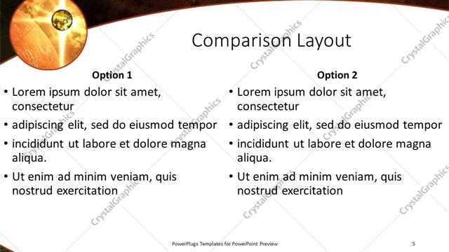 Comparison presentation slide layout