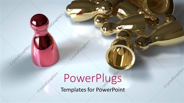  Presentation with red gold - Glowing red chess piece wins against multiple gold pieces