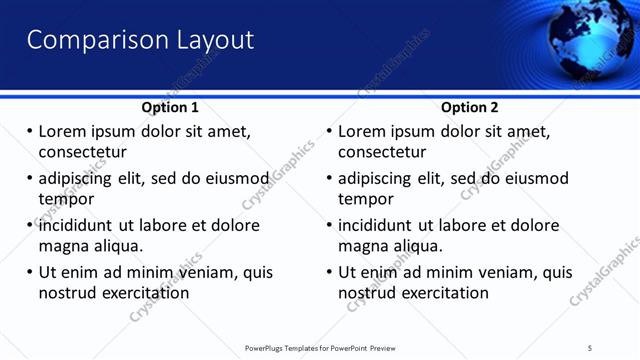 Comparison presentation slide layout