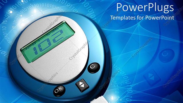  Presentation with glucometer - Glucometer showing 102 glucose level in blue color background