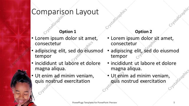 Comparison presentation slide layout