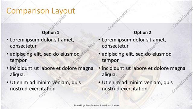 Comparison presentation slide layout