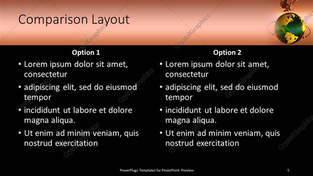 Comparison presentation slide layout