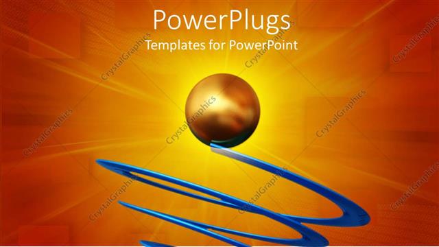  Presentation with blue gold - A gold ball with a spiral blue line on a yellow background