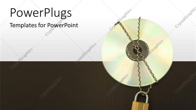  Presentation with custom - Gold chain around compact disk with gold padlock on custom background