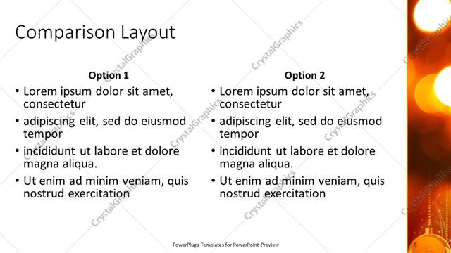 Comparison presentation slide layout