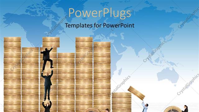 Presentation with financial - Gold coins with many businessmen around showing financial background