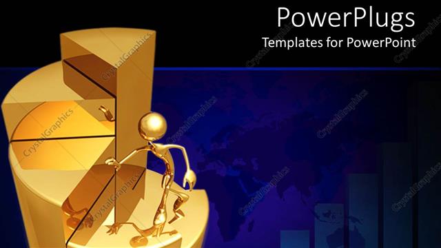  Presentation with climbing chart - Gold colored 3D character climbing a gold pie chart?