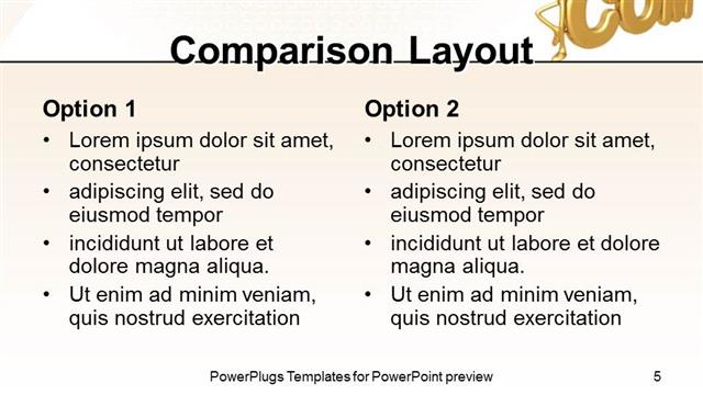 Comparison presentation slide layout