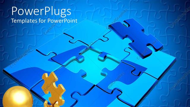  Presentation with final - A gold colored 3D human character holding up a puzzle piece