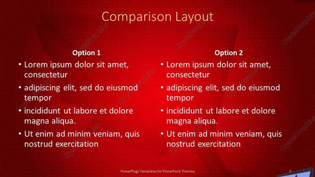 Comparison presentation slide layout