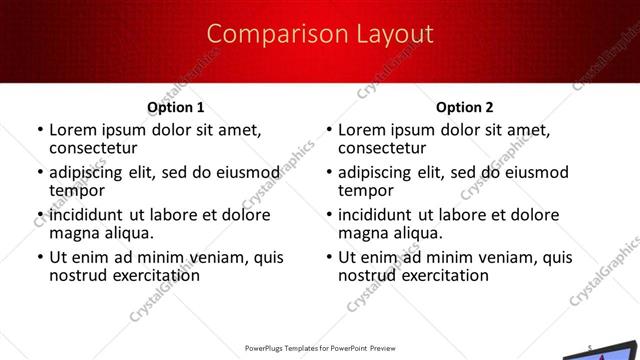 Comparison presentation slide layout