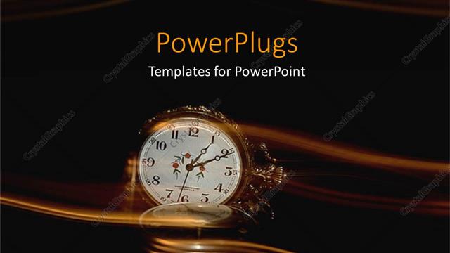  Presentation with antique - Gold colored antique clock on a black colored background