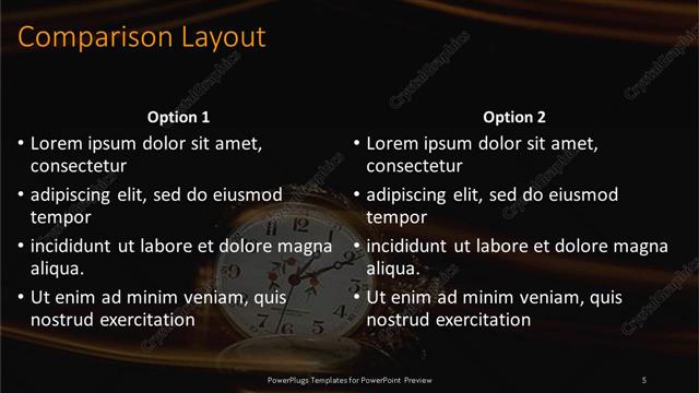 Comparison presentation slide layout