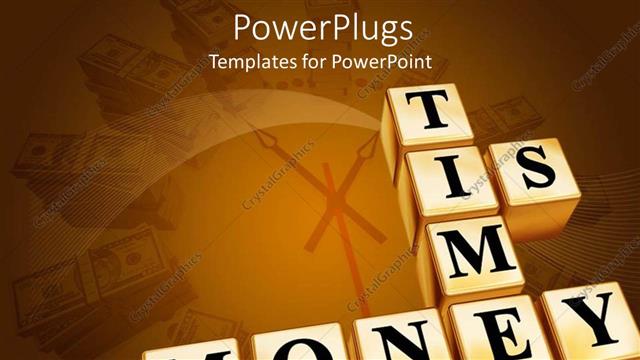  Presentation with time money - Gold colored boxes with the 
