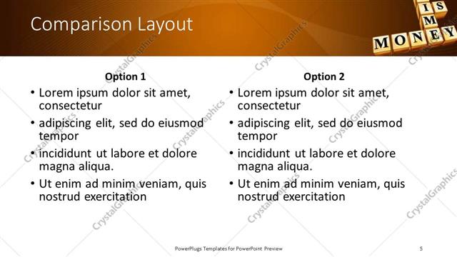Comparison presentation slide layout