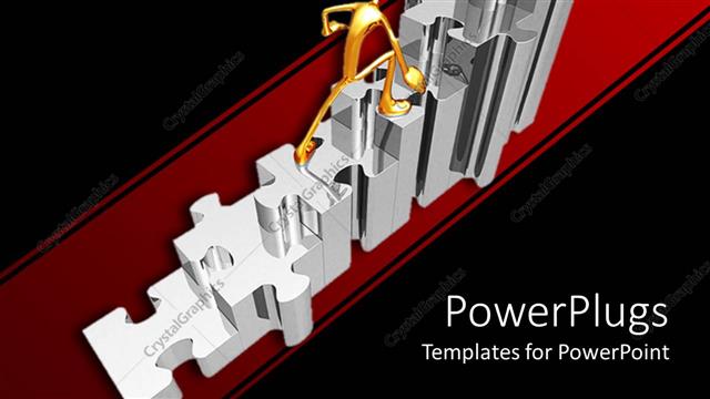  Presentation with gold silver - A gold colored character walking on silver puzzle pieces