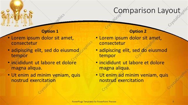 Comparison presentation slide layout