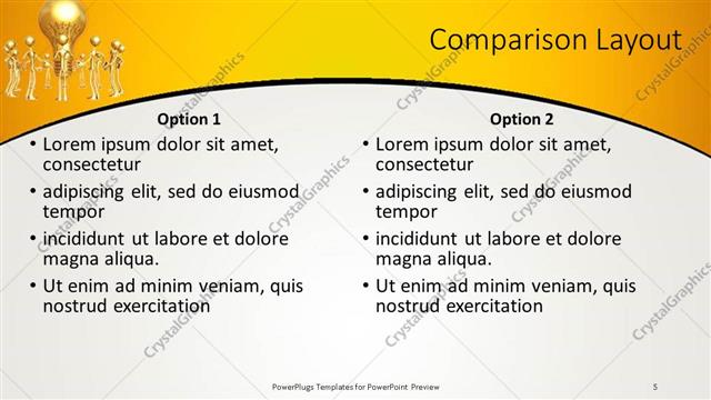 Comparison presentation slide layout