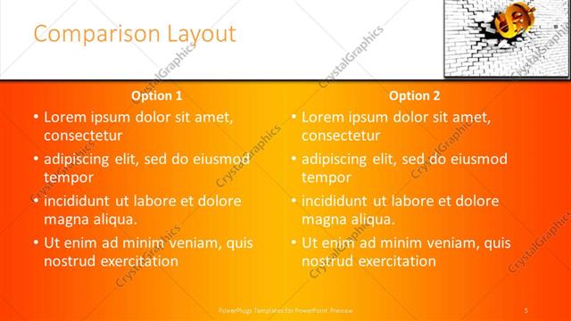 Comparison presentation slide layout