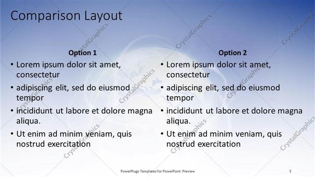 Comparison presentation slide layout