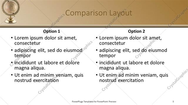 Comparison presentation slide layout