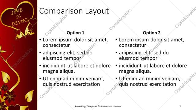 Comparison presentation slide layout