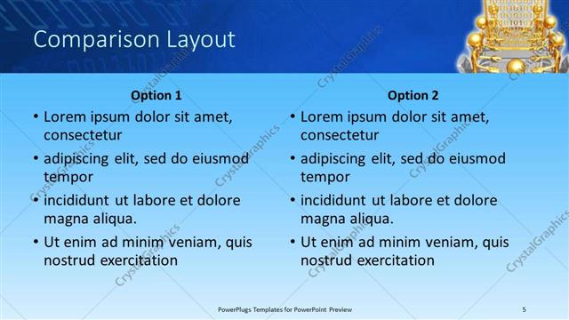 Comparison presentation slide layout