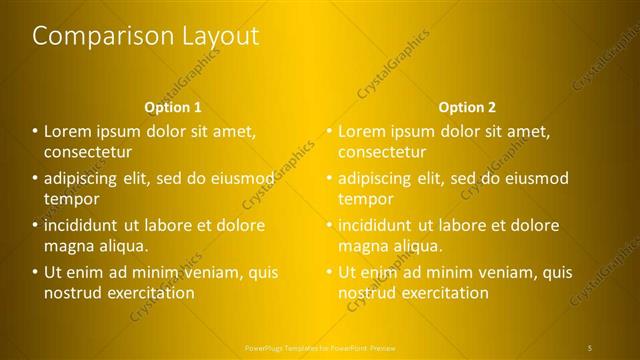 Comparison presentation slide layout