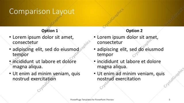 Comparison presentation slide layout
