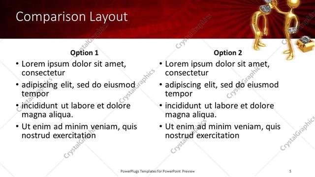 Comparison presentation slide layout