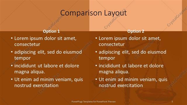 Comparison presentation slide layout