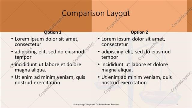 Comparison presentation slide layout